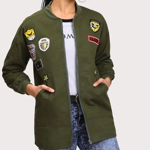 Plus drop shoulder jacket with badges